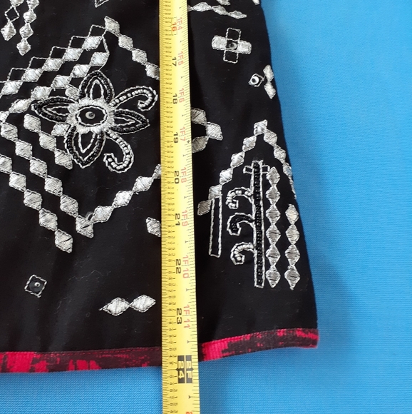 Notations Cotton Jacket Cardigan Silver Embroidery Beads Size S Black Red Artsy - Picture 13 of 17